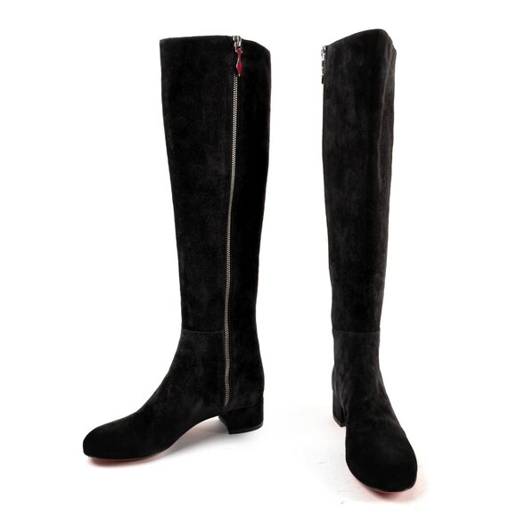 Christian Louboutin Liliboot - Black Suede Knee-High Boots 37.5 - Picture 4 of 10